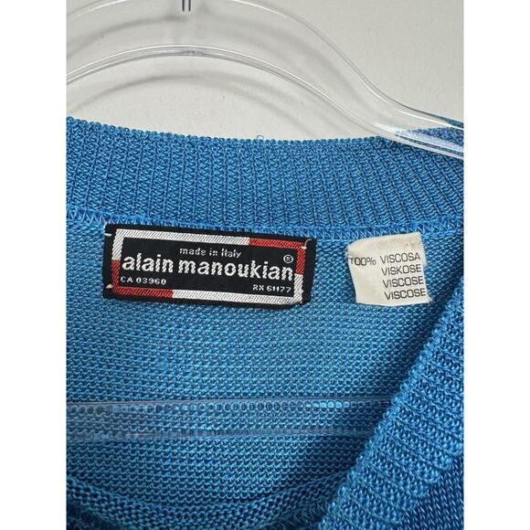 Alain Manoukian Italy Teal Viscose Sweater Womens Medium Blue Knit Elevated Chic - Picture 3 of 12